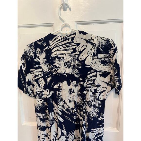 Whistles Tropical Printed Women's 2 T Shirt Dress Oversized Blue White Vacation - Picture 11 of 14